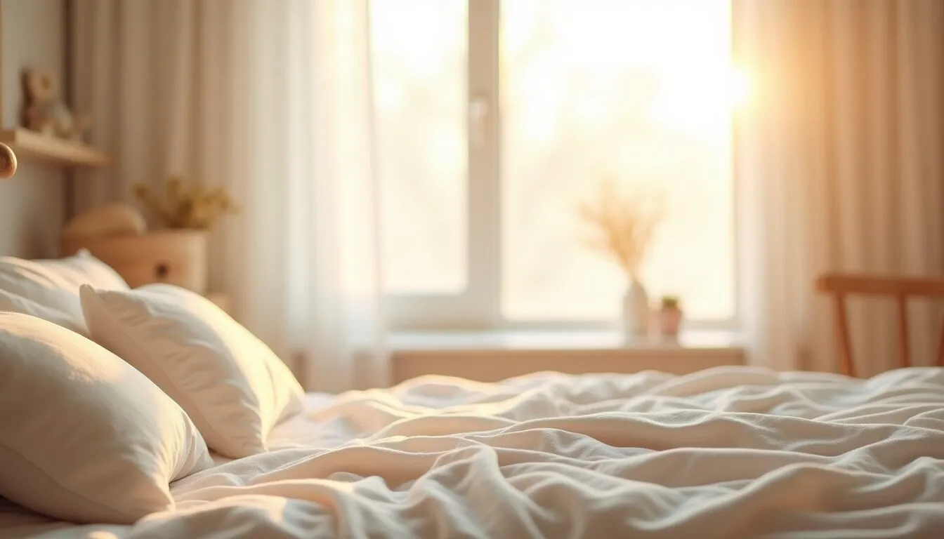 mum holding newborn in best baby carrier, soft sunlight